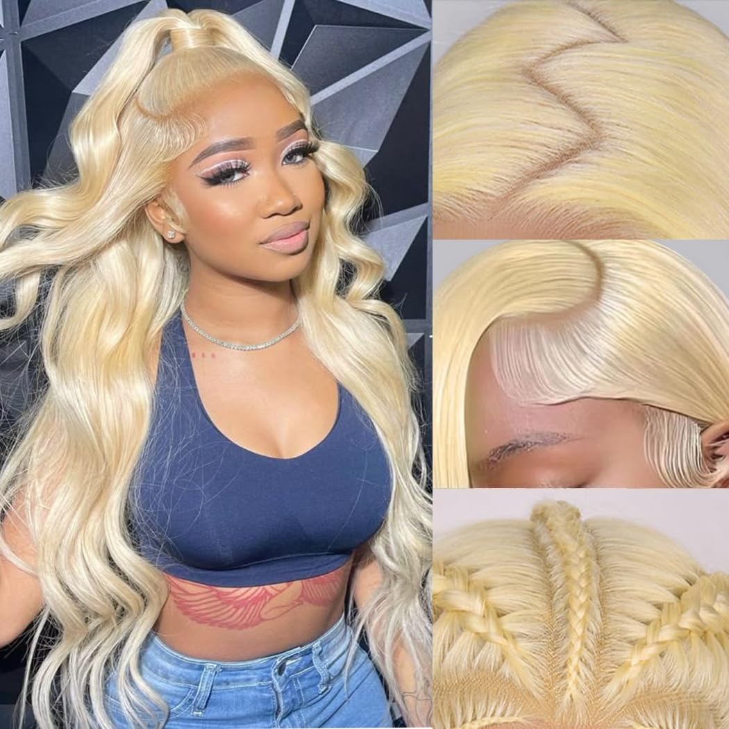 613 Blonde Body Wave Lace Front Wig - Peruka typu HD Lace Frontal, blond,
