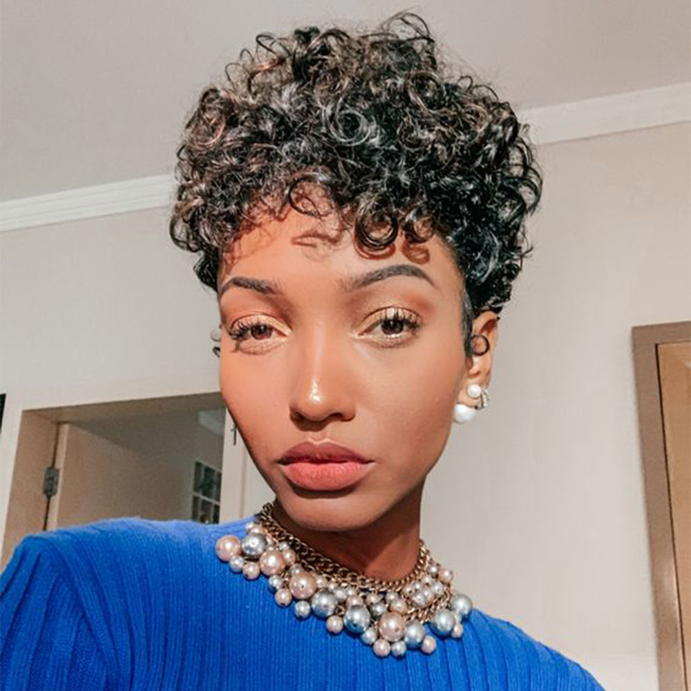 Short Pixie Cut Wig Human Hair Cheap - Krótka peruka Pixie Cut Curly Human