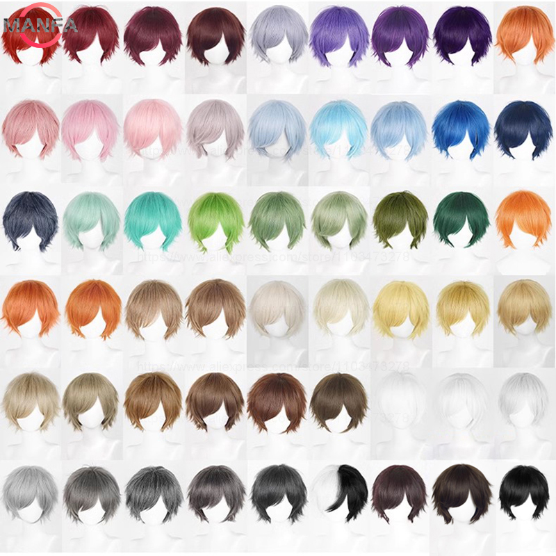 Synthetic Braided Wigs For Black Women - Anime 30cm Krótka Prosta Peruka Cosplay