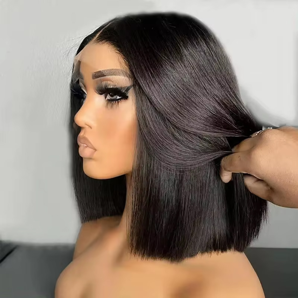 Pre Parted 13X4 Lace Front Bob Wig - Peruki z brazylijskich włosów naturalnych, proste,