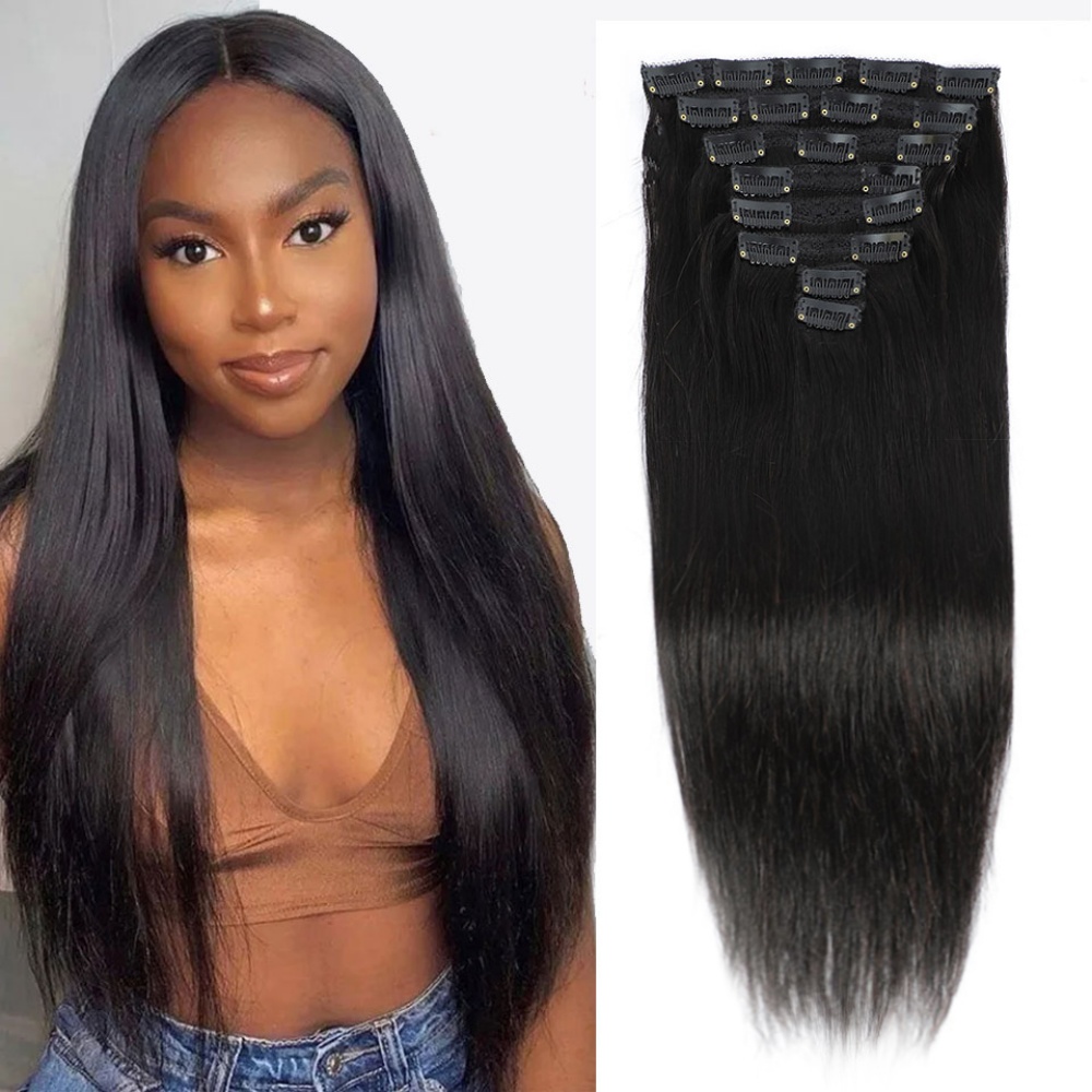 Seamless Clip In Hair Extensions Human Hair - Naturalne, proste doczepiane włosy naturalne na