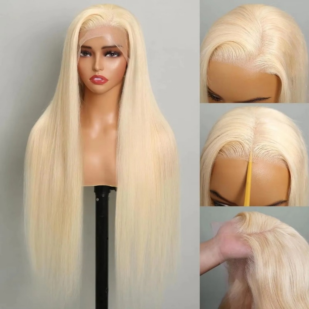 Human Hair Wigs - Peruka z włosów naturalnych, blond 613,
