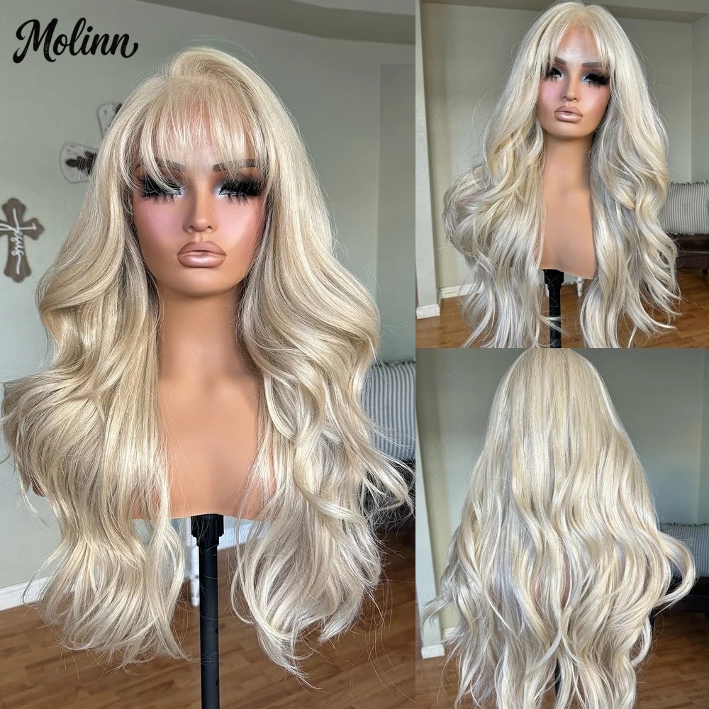 613 Blonde Body Wave Lace Front Wig - Peruka typu lace front z grzywką,