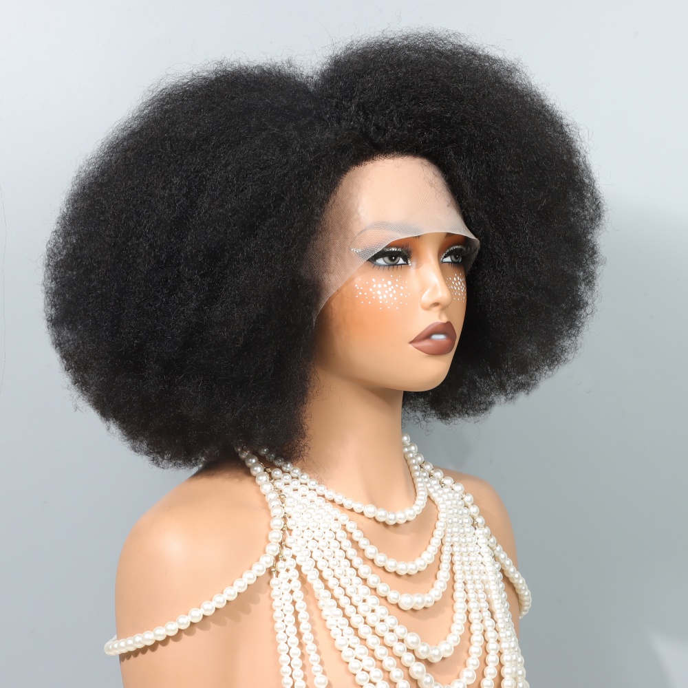 Glueless Wear And Go Human Hair Wig - Peruki afro 14 cali dla czarnoskórych