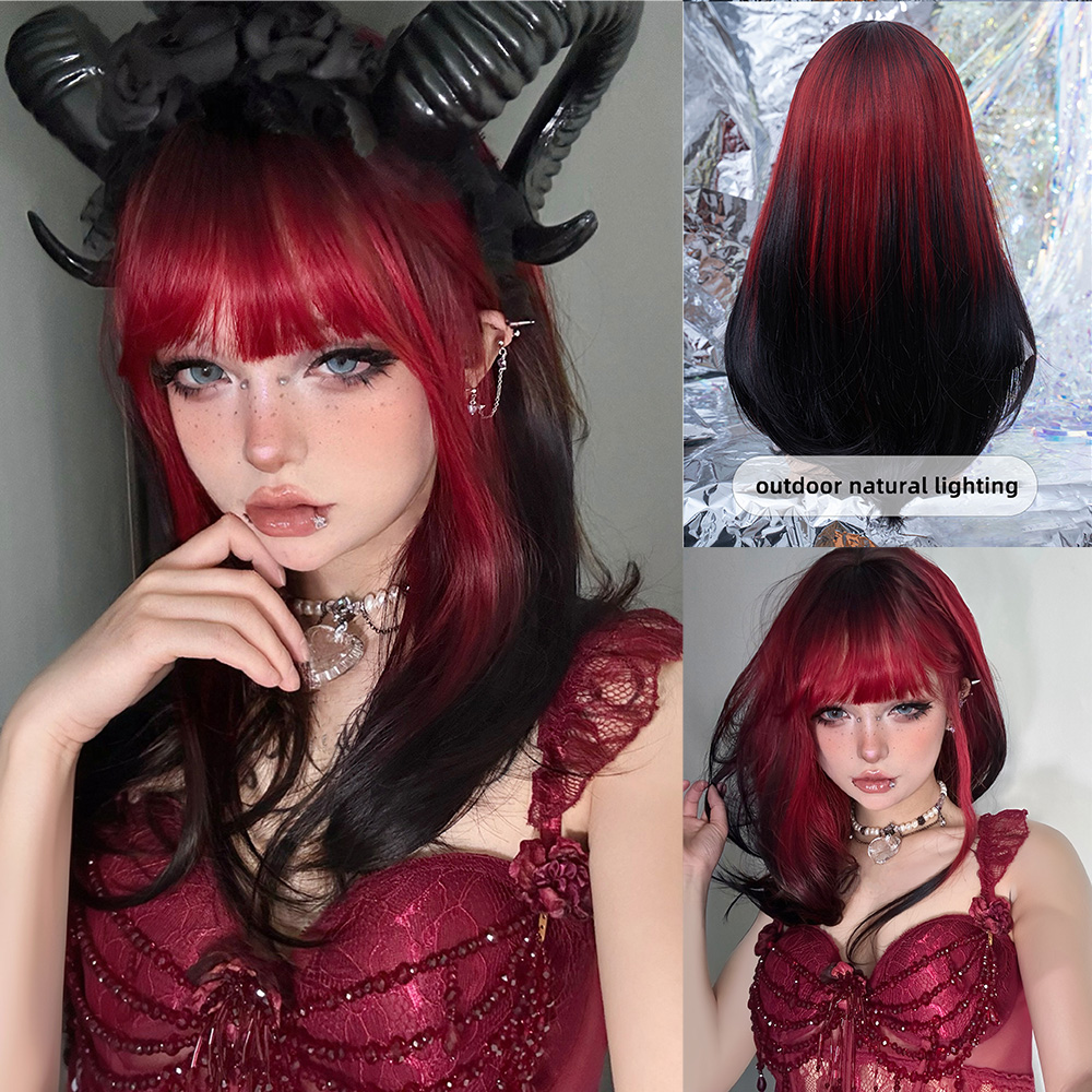 Synthetic Braided Wigs For Black Women - Peruki syntetyczne 20 cali, seksowne, czarno-czerwone