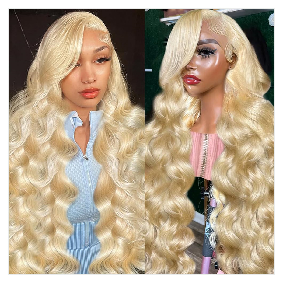613 Blonde Body Wave Lace Front Wig - Peruka z ludzkich włosów 613 Honey
