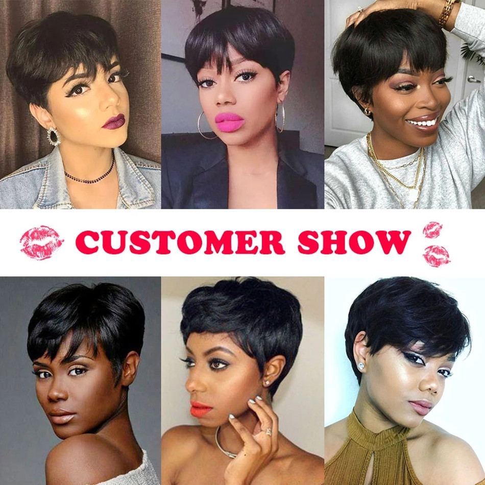 Krótka peruka bob pixie cut, k – Short Pixie Cut Wig Human Hair Cheap recenzja i cena