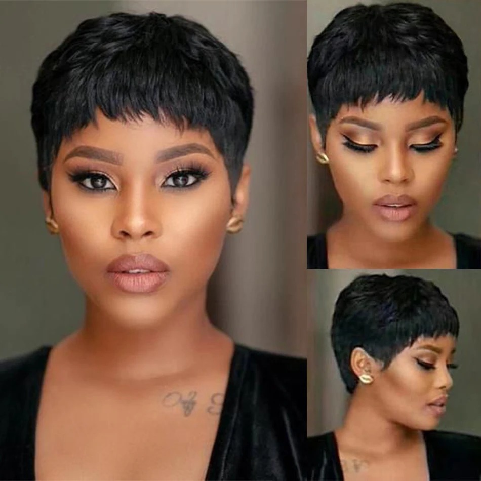 Krótka Prosta Peruka Bob Pixie – Short Pixie Cut Wig Human Hair Cheap recenzja i cena