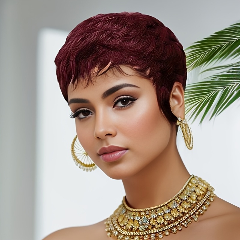 Czerwona peruka z ludzkich wło – Short Pixie Cut Wig Human Hair Cheap recenzja i cena