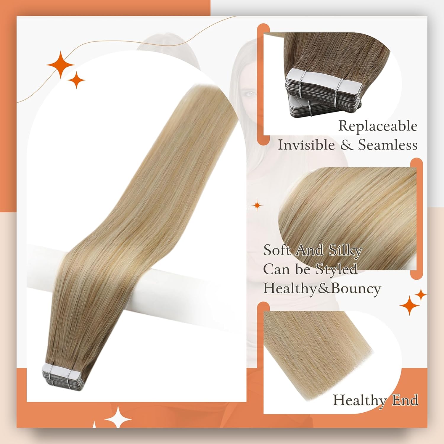 Full Shine Omber Tape in Hair  – Invisible Tape In Extensions Real Hair recenzja i cena