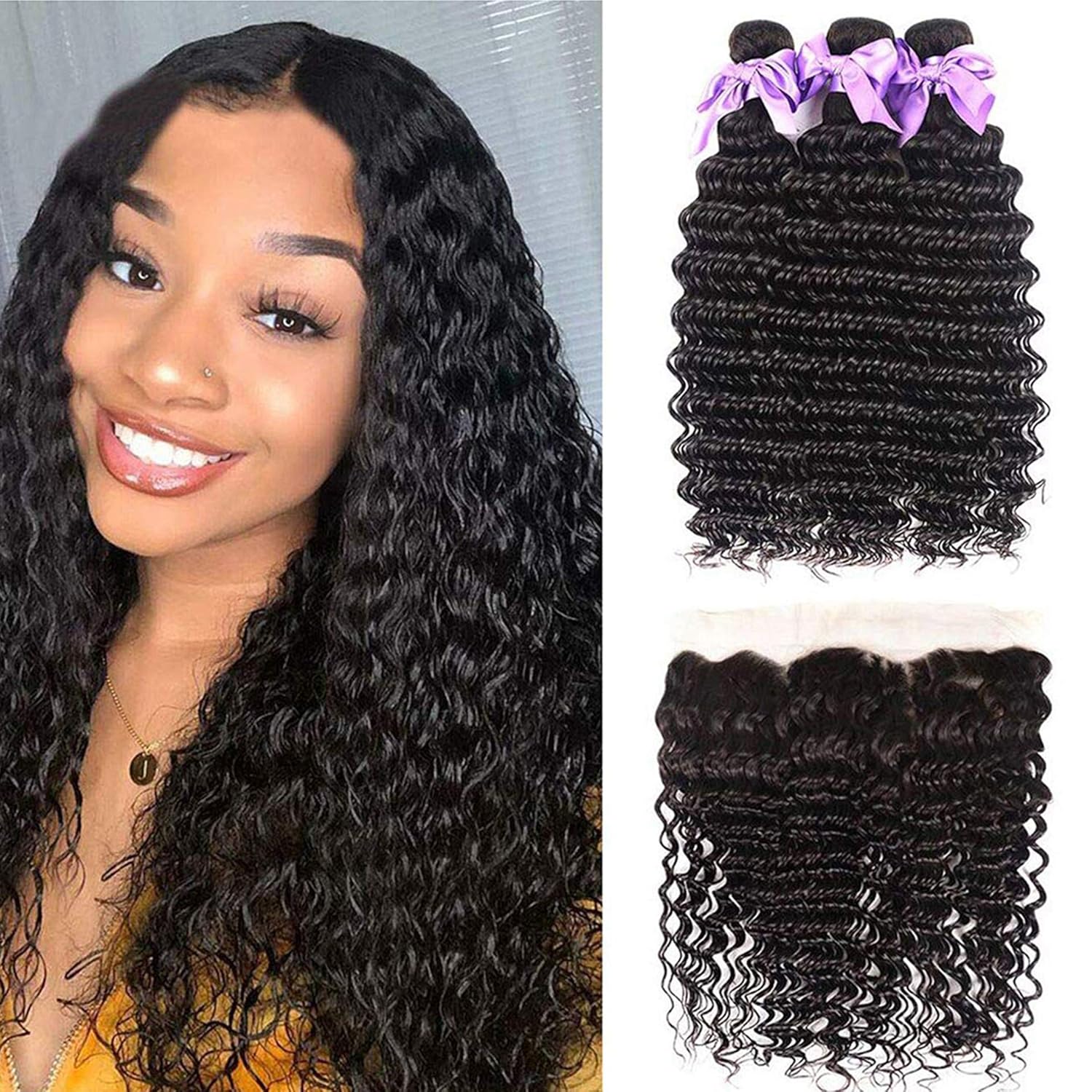 Deep Wave Human Hair Bundles w – Deep Wave 3 Bundles With Closure recenzja i cena
